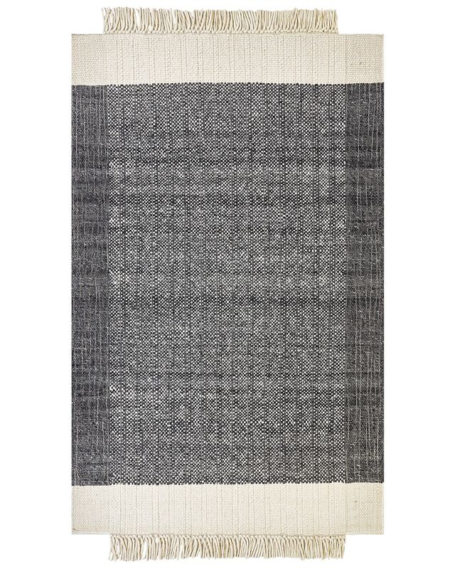 Dywan wełniany 140 x 200 cm czarny ze złamaną bielą Atlanti 1 szt.