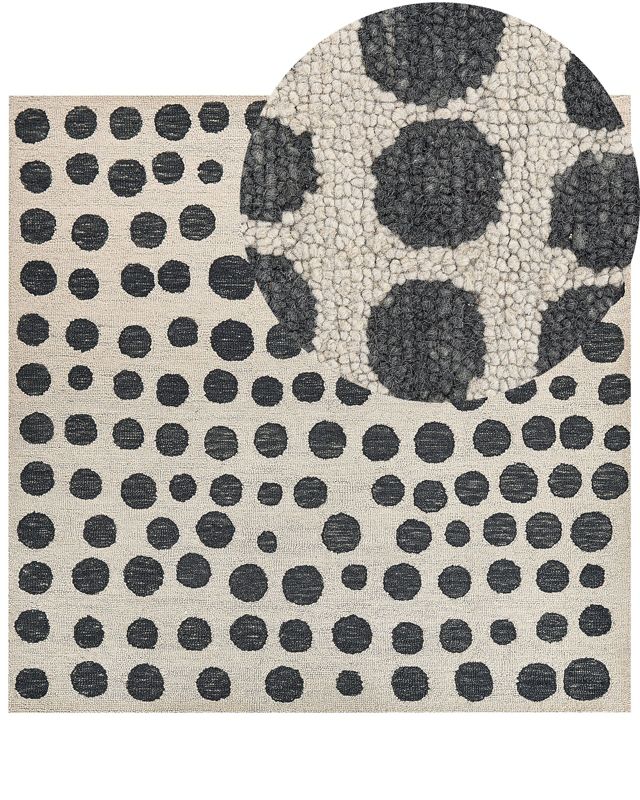 Dywan wełniany 200 x 200 cm beżowo-czarny Havran 1 szt.