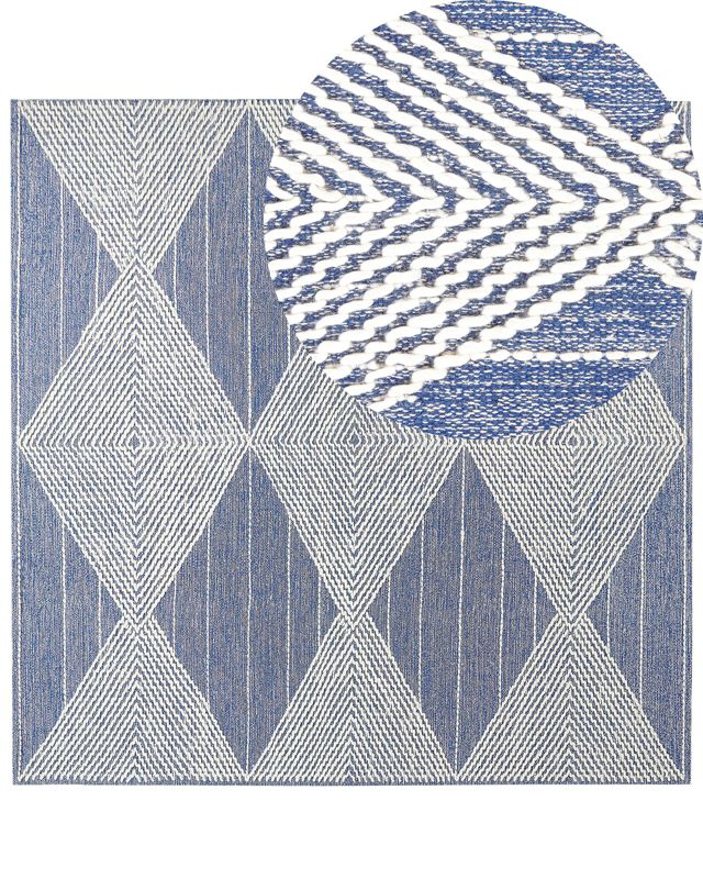 Dywan wełniany 200 x 200 cm beżowo-niebieski Datca 1 szt.