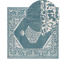 Dywan wełniany 200 x 200 cm biało-niebieski Gevas 1 szt.