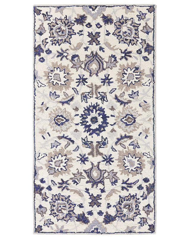 Dywan wełniany 80 x 150 cm beżowo-niebieski Kumru 1 szt.