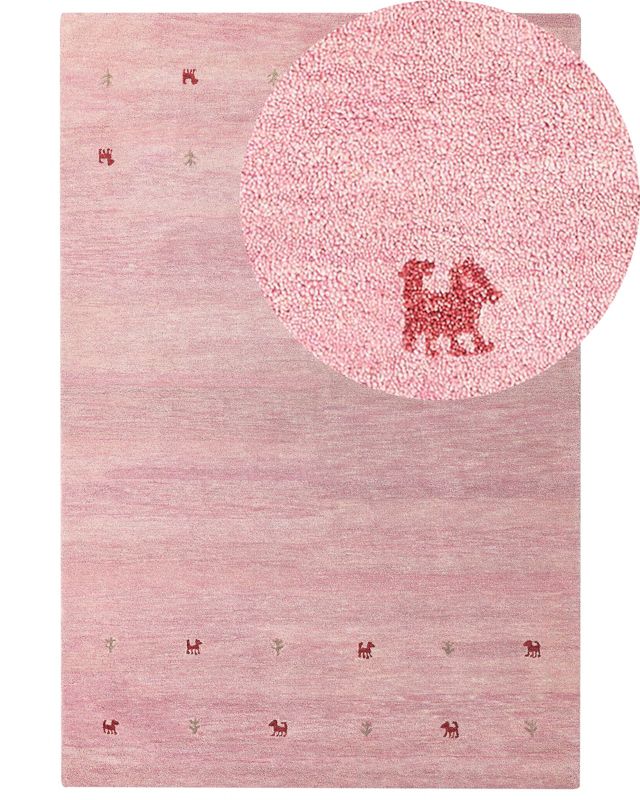 Dywan wełniany gabbeh 200 x 300 cm różowy Yulafi 1 szt.