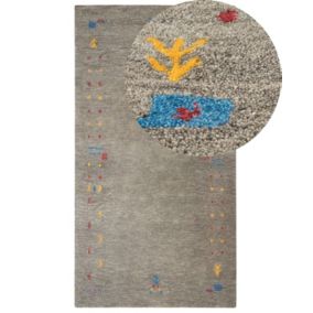 Dywan wełniany gabbeh 80 x 150 cm szary Seymen 1 szt.