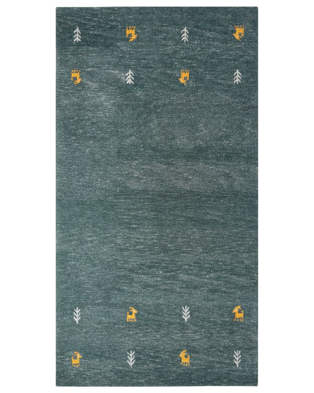 Dywan wełniany gabbeh 80 x 150 cm zielony Calti 1 szt.