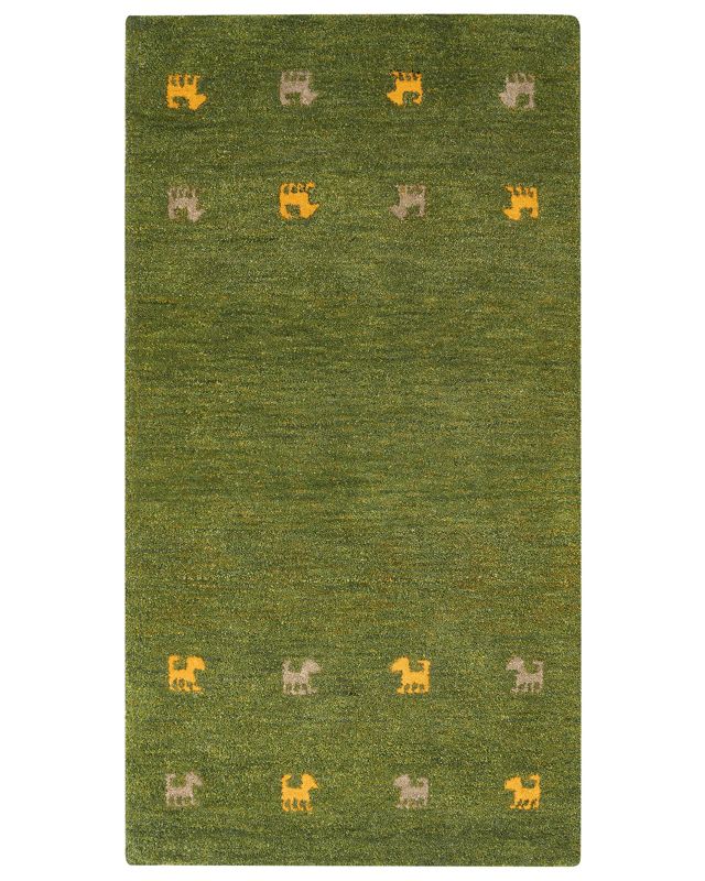 Dywan wełniany gabbeh 80 x 150 cm zielony Yulafi 1 szt.