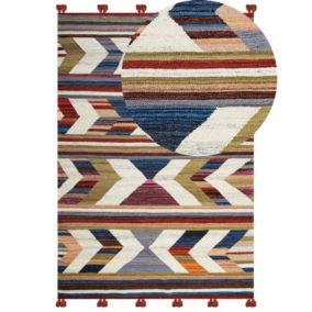 Dywan wełniany kilim 140 x 200 cm wielokolorowy Mrgashat 1 szt.