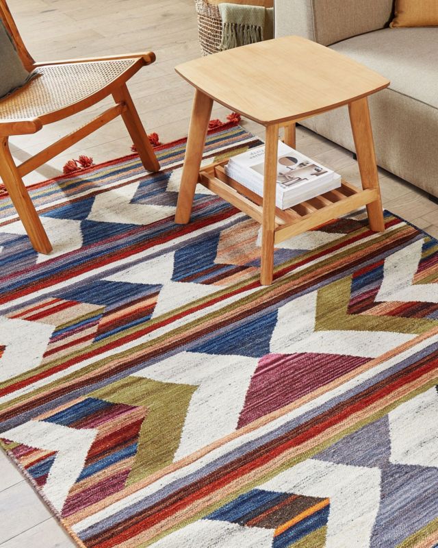 Dywan wełniany kilim 140 x 200 cm wielokolorowy Mrgashat 1 szt.