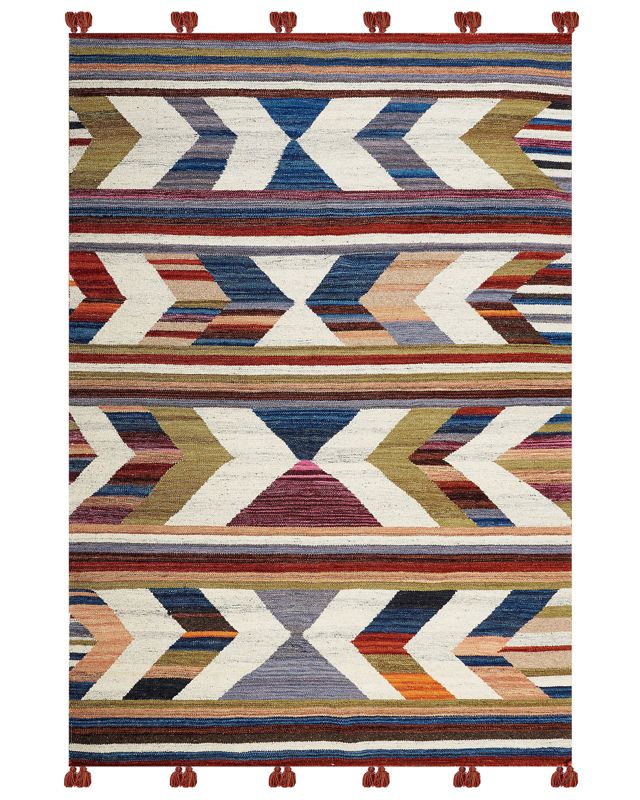 Dywan wełniany kilim 140 x 200 cm wielokolorowy Mrgashat 1 szt.