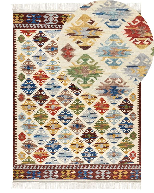 Dywan wełniany kilim 160 x 230 cm wielokolorowy Aknalich 1 szt.