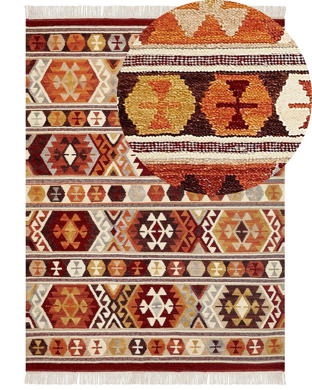 Dywan wełniany kilim 160 x 230 cm wielokolorowy Aygavan 1 szt.