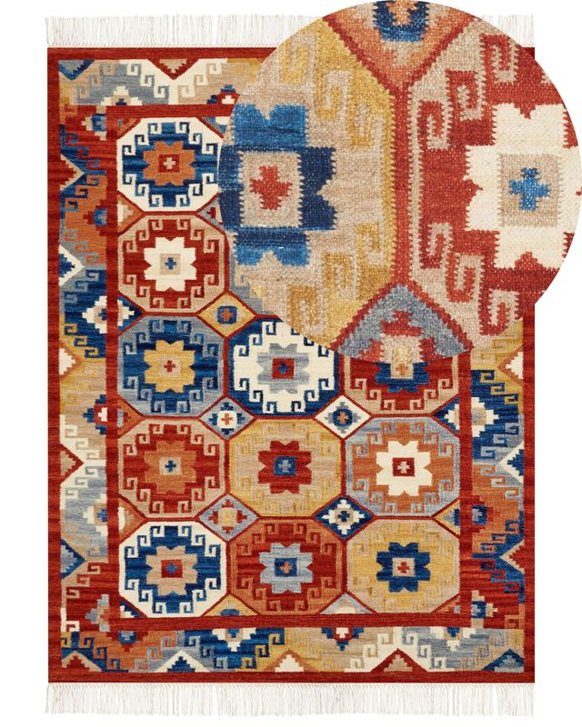 Dywan wełniany kilim 160 x 230 cm wielokolorowy Lusarat 1 szt.