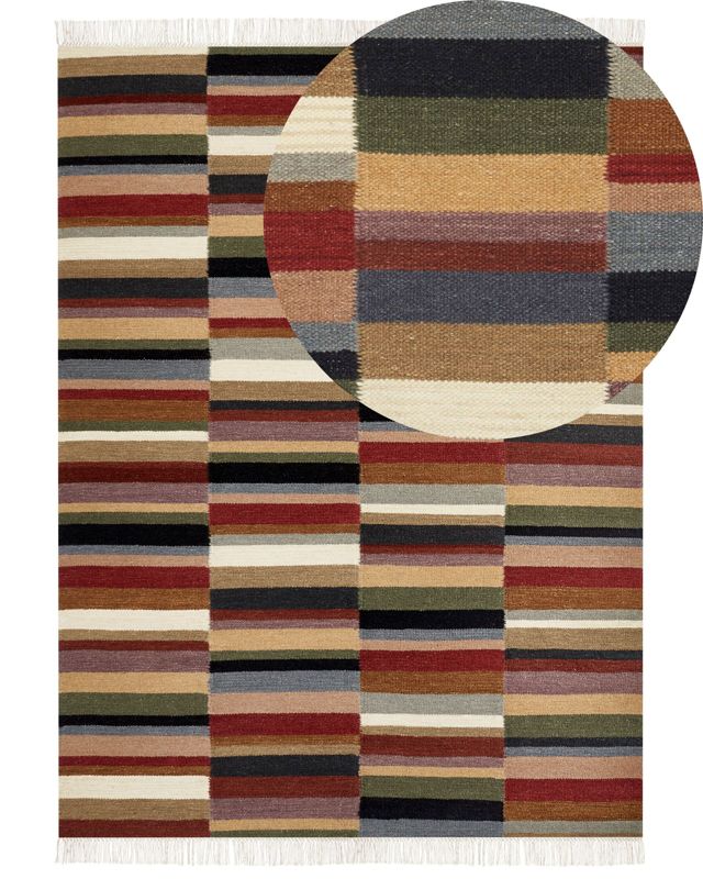 Dywan wełniany kilim 160 x 230 cm wielokolorowy Musaler 1 szt.