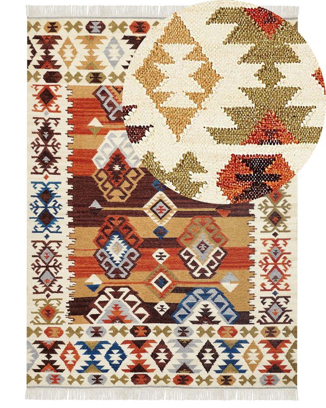Dywan wełniany kilim 160 x 230 cm wielokolorowy Vosketap 1 szt.