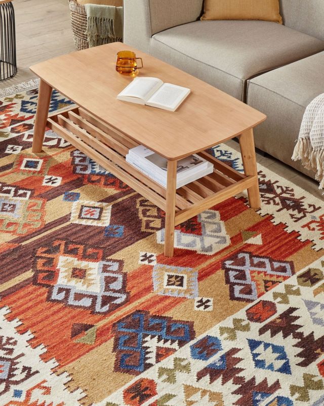 Dywan wełniany kilim 160 x 230 cm wielokolorowy Vosketap 1 szt.