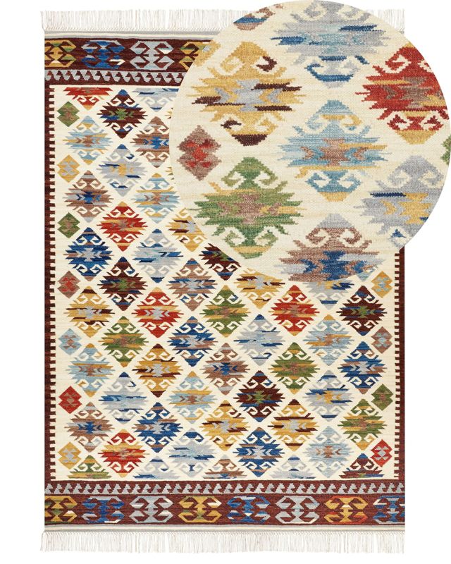 Dywan wełniany kilim 200 x 300 cm wielokolorowy Aknalich 1 szt.