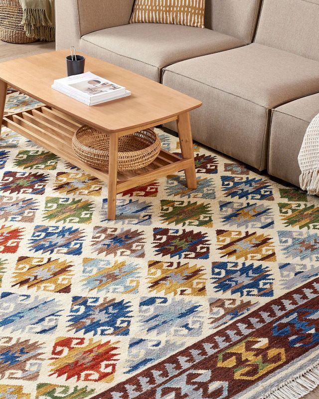 Dywan wełniany kilim 200 x 300 cm wielokolorowy Aknalich 1 szt.