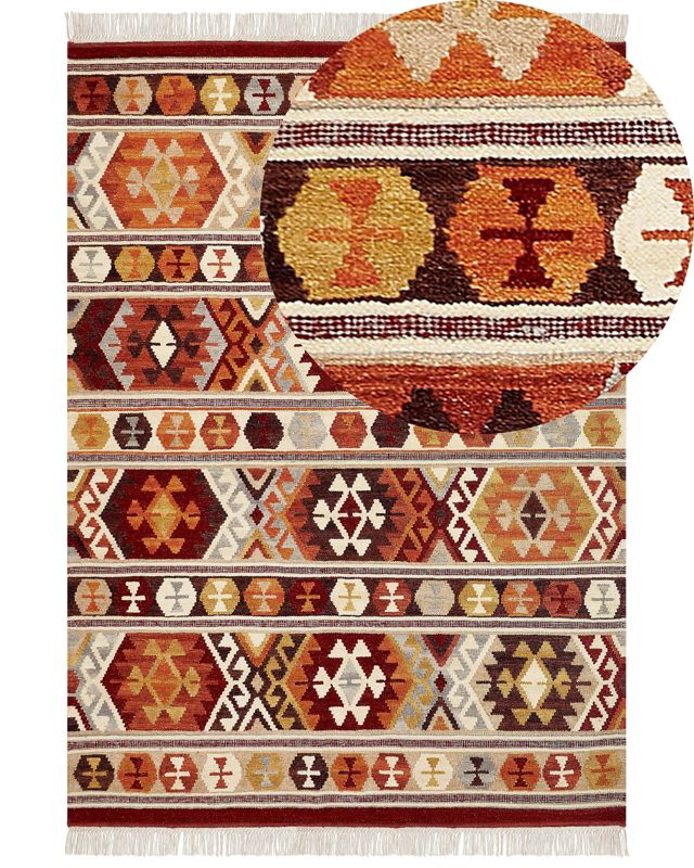 Dywan wełniany kilim 200 x 300 cm wielokolorowy Aygavan 1 szt.