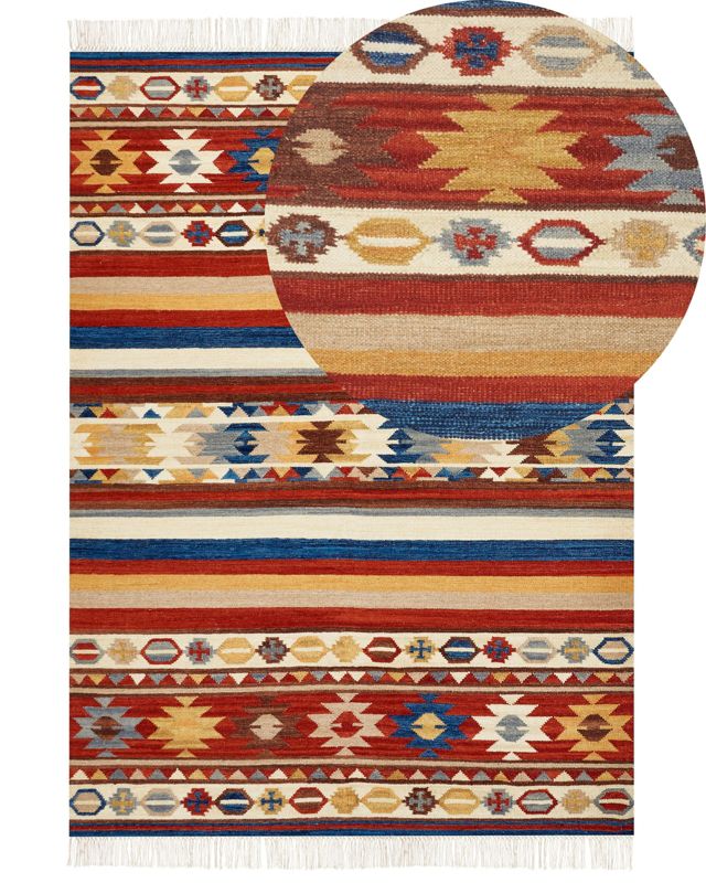 Dywan wełniany kilim 200 x 300 cm wielokolorowy Jrarat 1 szt.