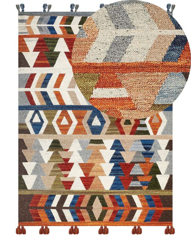 Dywan wełniany kilim 200 x 300 cm wielokolorowy Kaghsi 1 szt.