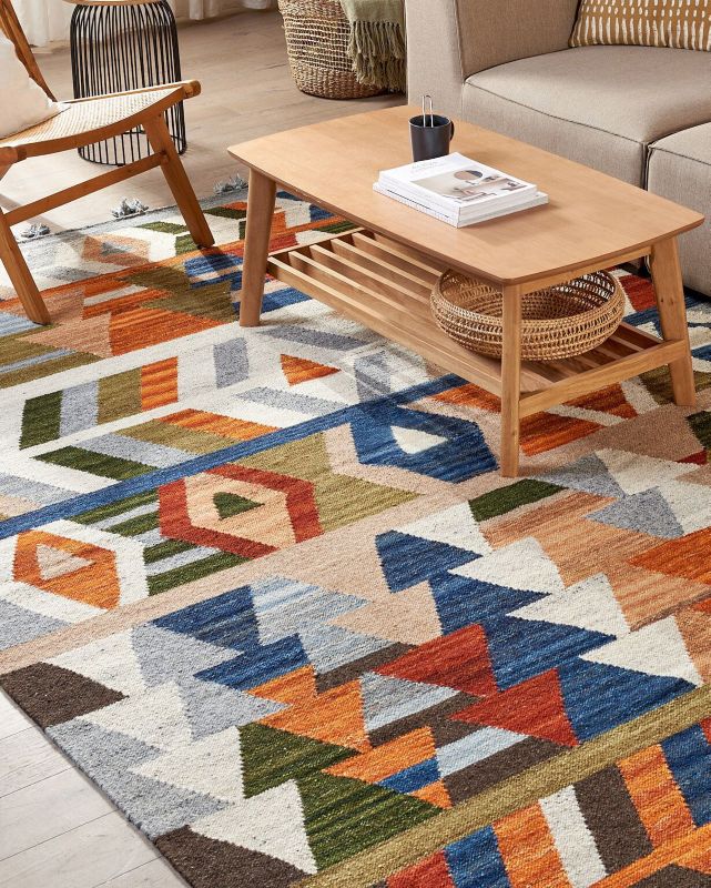 Dywan wełniany kilim 200 x 300 cm wielokolorowy Kaghsi 1 szt.