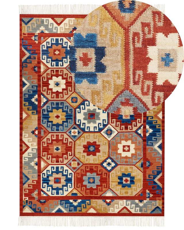 Dywan wełniany kilim 200 x 300 cm wielokolorowy Lusarat 1 szt.