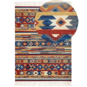 Dywan wełniany kilim 200 x 300 cm wielokolorowy Norakert 1 szt.