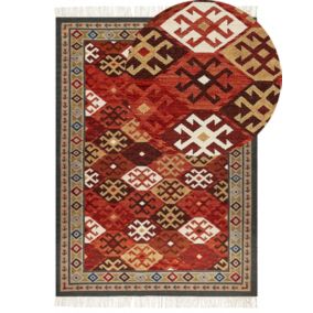 Dywan wełniany kilim 200 x 300 cm wielokolorowy Urtsadzor 1 szt.