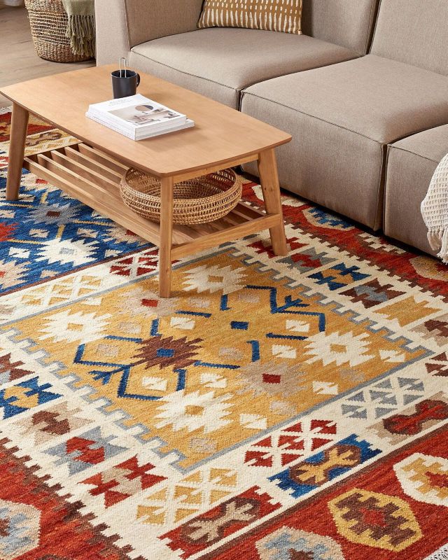 Dywan wełniany kilim 200 x 300 cm wielokolorowy Voskehat 1 szt.