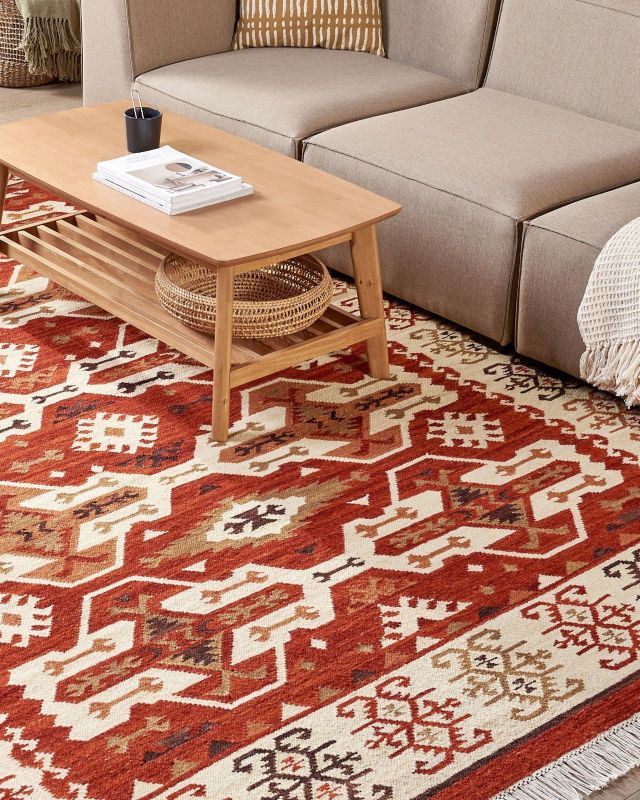 Dywan wełniany kilim 200 x 300 cm wielokolorowy Voskevaz 1 szt.