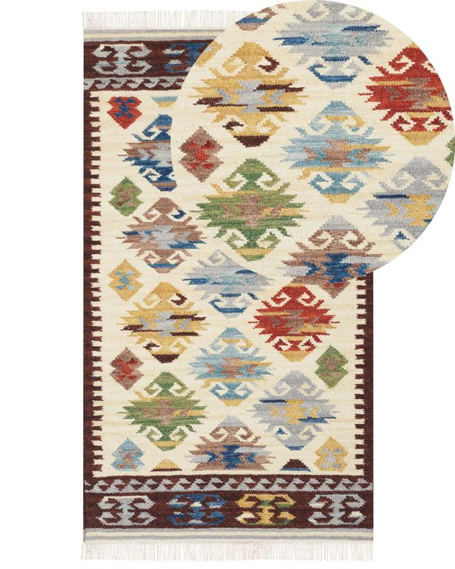 Dywan wełniany kilim 80 x 150 cm wielokolorowy Aknalich 1 szt.