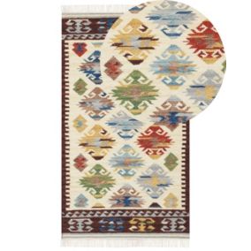 Dywan wełniany kilim 80 x 150 cm wielokolorowy Aknalich 1 szt.