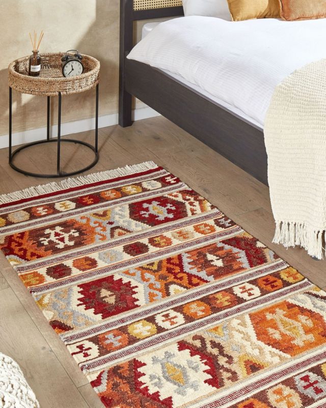 Dywan wełniany kilim 80 x 150 cm wielokolorowy Aygavan 1 szt.