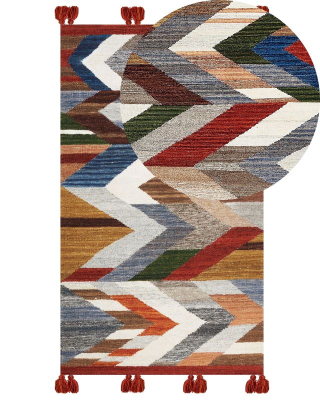 Dywan wełniany kilim 80 x 150 cm wielokolorowy Kanakeravan 1 szt.