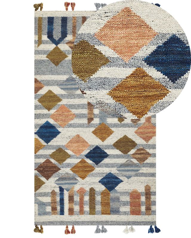 Dywan wełniany kilim 80 x 150 cm wielokolorowy Kasakh 1 szt.