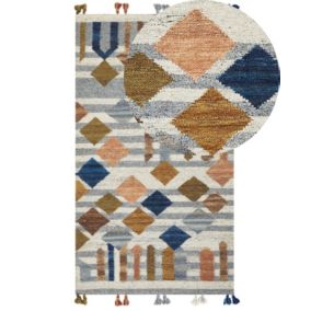 Dywan wełniany kilim 80 x 150 cm wielokolorowy Kasakh 1 szt.