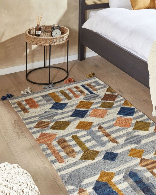 Dywan wełniany kilim 80 x 150 cm wielokolorowy Kasakh 1 szt.