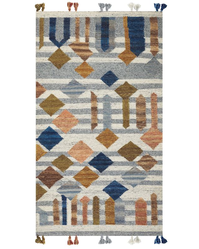 Dywan wełniany kilim 80 x 150 cm wielokolorowy Kasakh 1 szt.