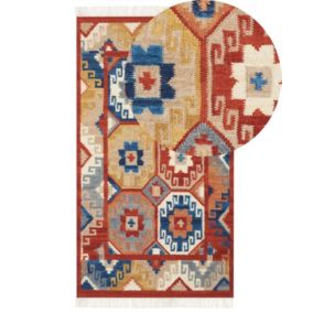 Dywan wełniany kilim 80 x 150 cm wielokolorowy Lusarat 1 szt.