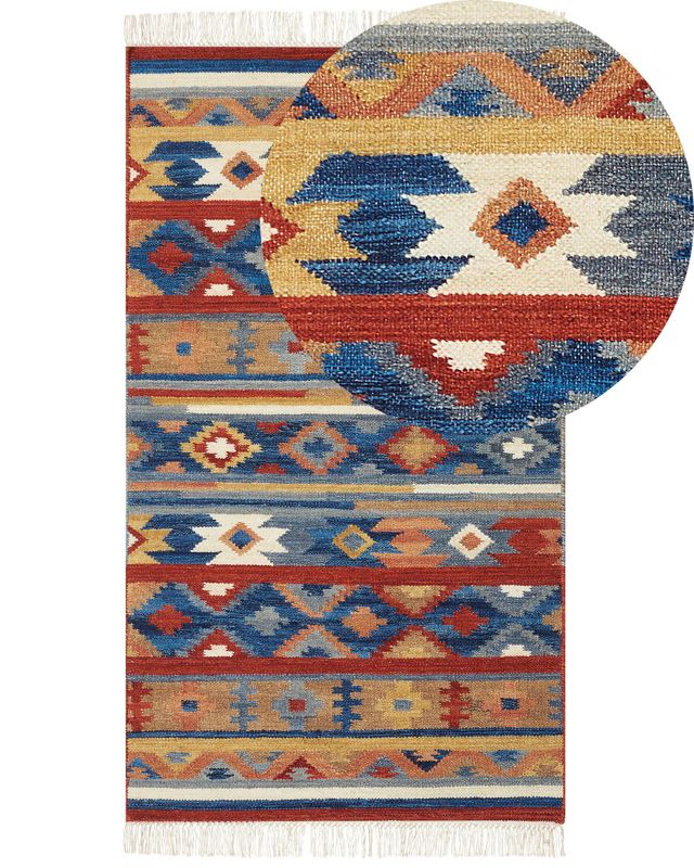 Dywan wełniany kilim 80 x 150 cm wielokolorowy Norakert 1 szt.
