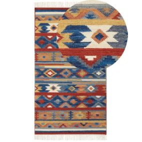 Dywan wełniany kilim 80 x 150 cm wielokolorowy Norakert 1 szt.