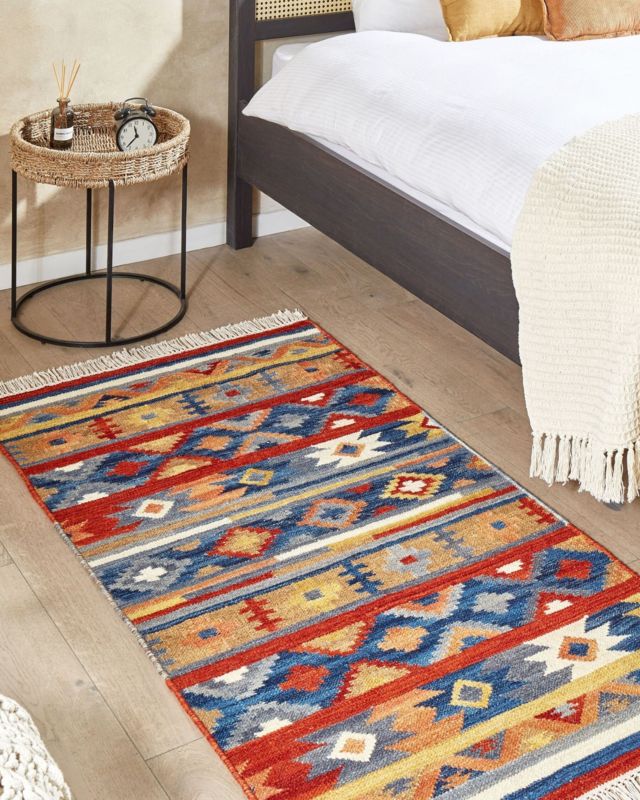 Dywan wełniany kilim 80 x 150 cm wielokolorowy Norakert 1 szt.
