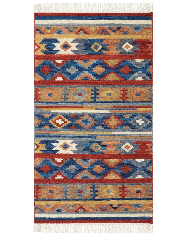 Dywan wełniany kilim 80 x 150 cm wielokolorowy Norakert 1 szt.