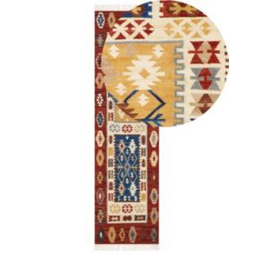 Dywan wełniany kilim 80 x 300 cm wielokolorowy Voskehat 1 szt.