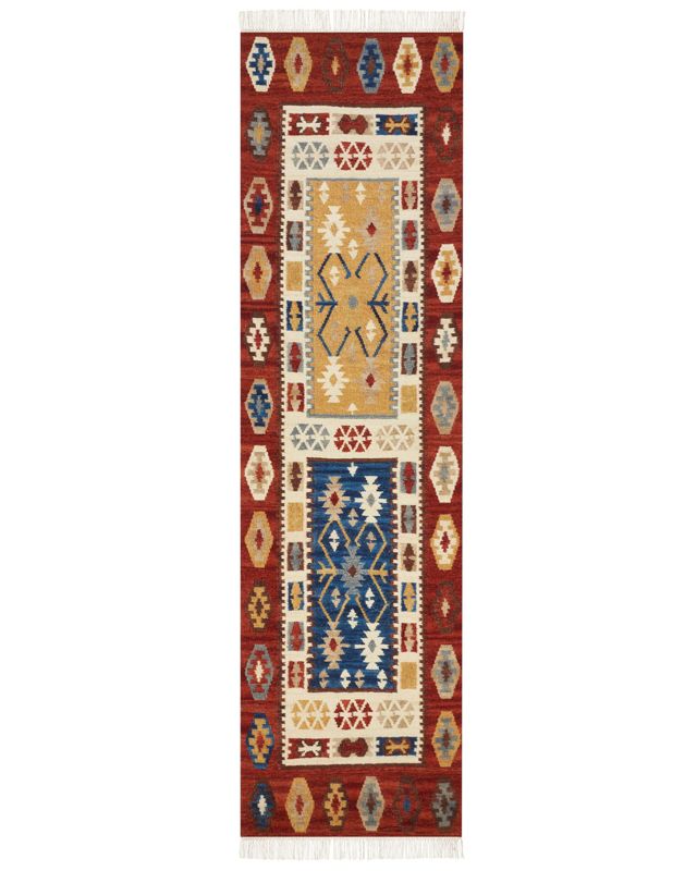 Dywan wełniany kilim 80 x 300 cm wielokolorowy Voskehat 1 szt.