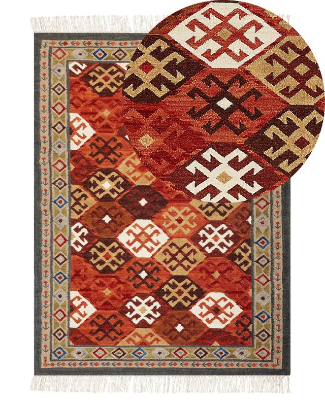 Dywan wełniany kilim140 x 200 cm wielokolorowy Urtsadzor 1 szt.