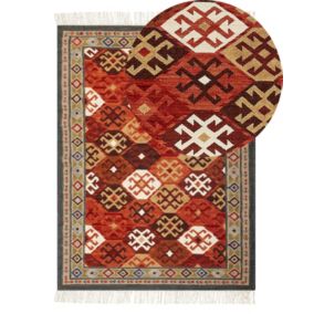 Dywan wełniany kilim140 x 200 cm wielokolorowy Urtsadzor 1 szt.