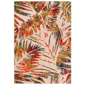 Dywan wewnętrzny/ zewnętrzny Aventura EC66A prostokąt 80 x 150 cm kolorowy nowoczesny, boho wzór roślinny krótki włos 1 szt.