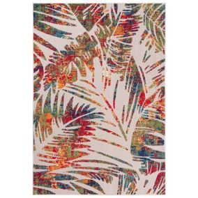 Dywan wewnętrzny/ zewnętrzny Aventura EC68A prostokąt 80 x 150 cm kolorowy nowoczesny, boho wzór roślinny krótki włos 1 szt.