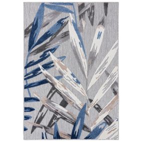 Dywan wewnętrzny/ zewnętrzny Aventura EC68C prostokąt 140 x 200 cm niebieski,szary nowoczesny, boho wzór roślinny  1 szt.