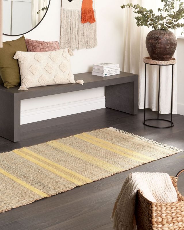 Dywan z juty 80 x 300 cm beżowo-żółty Talpur 1 szt.